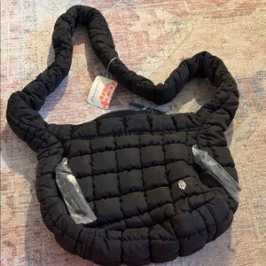 FP Movement Quilted Black Puffer Crossbody Bag -small carryall